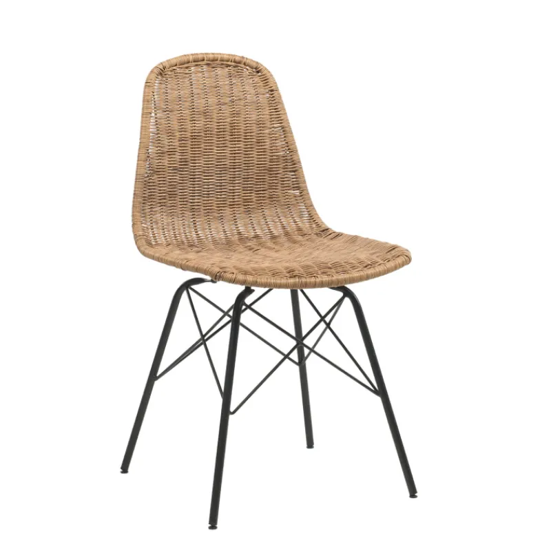 BornéoChaise tressée bohème avec pieds Eiffel> Chaise De Salle à Manger|Chaise Salon
