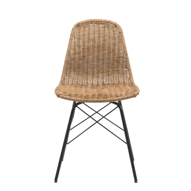BornéoChaise tressée bohème avec pieds Eiffel> Chaise De Salle à Manger|Chaise Salon