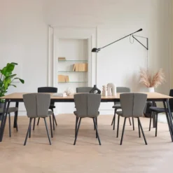 Mobitec Brest ® Table en bois massif extensible avec pieds en métal forme épingle><noscript><img width=