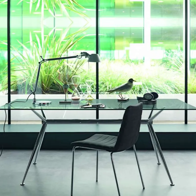 Midj Brioso ® Table en verre design avec pieds en X métalliques> Table De Salle à Manger