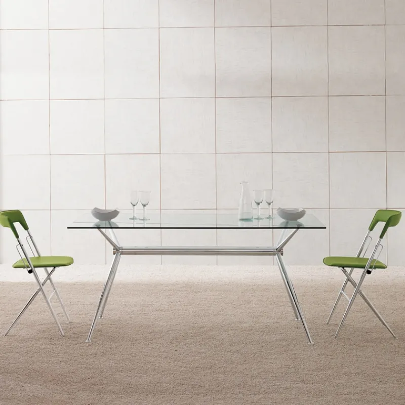 Midj Brioso ® Table en verre design avec pieds en X métalliques> Table De Salle à Manger