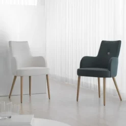 Lujosa Brisa Bridge Fauteuil confortable en tissu et pieds bois> Chaise De Salle à Manger|Chaise Salon