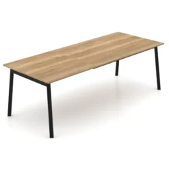 Perfecta Bérénice Table extensible en mélaminé chêne naturel avec pieds en métal noir><noscript><img width=