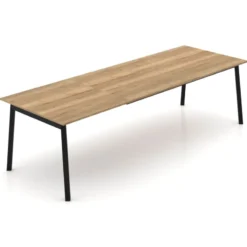 Perfecta Bérénice Table extensible en mélaminé chêne naturel avec pieds en métal noir><noscript><img width=