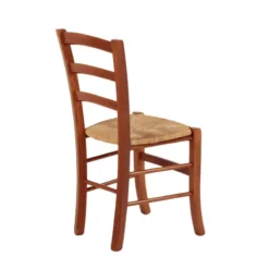 Brocéliande Chaise de cuisine rustique en bois massif et paille><noscript><img width=