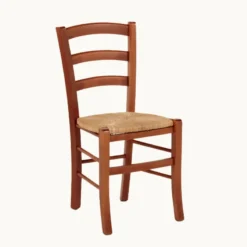 Brocéliande Chaise de cuisine rustique en bois massif et paille><noscript><img width=