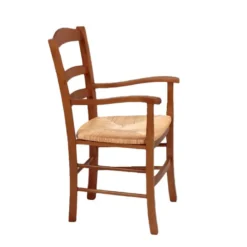 Brocéliande Fauteuil en bois rustique et paille><noscript><img width=