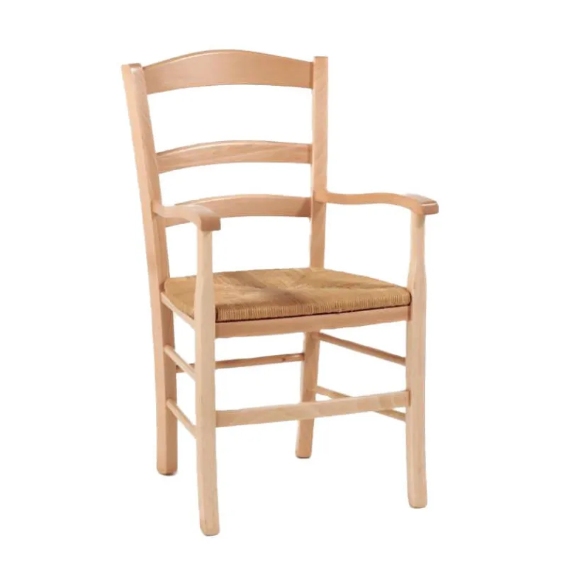 Brocéliande Fauteuil en bois rustique et paille> Chaise De Cuisine|Chaise De Salle à Manger