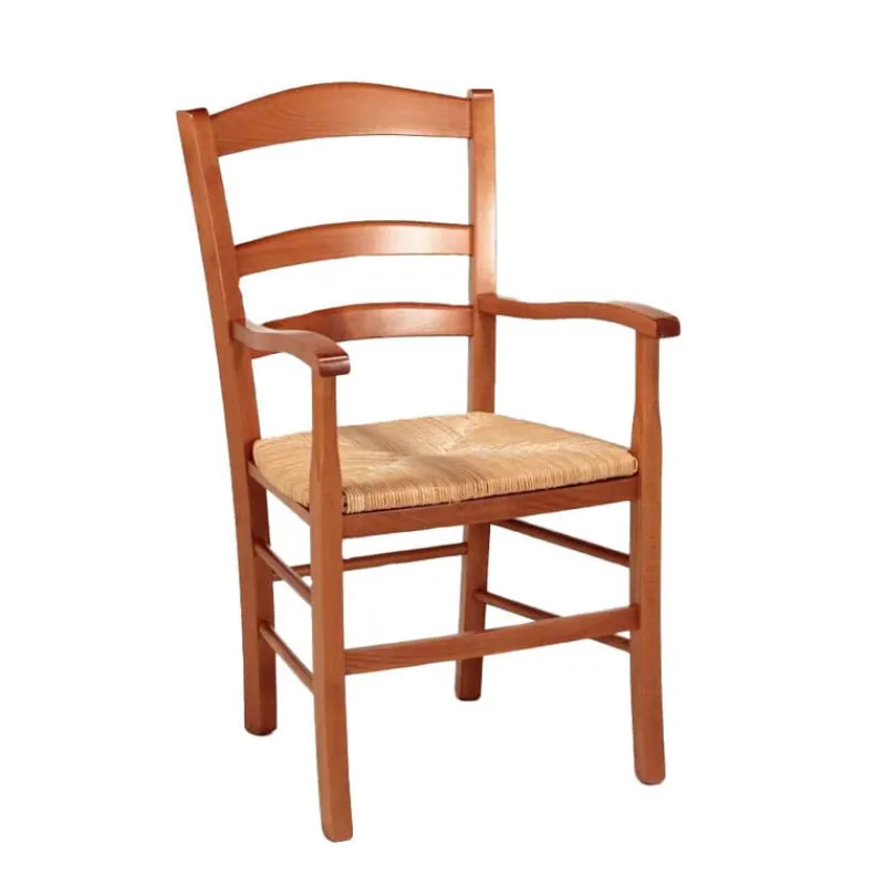 Brocéliande Fauteuil en bois rustique et paille> Chaise De Cuisine|Chaise De Salle à Manger