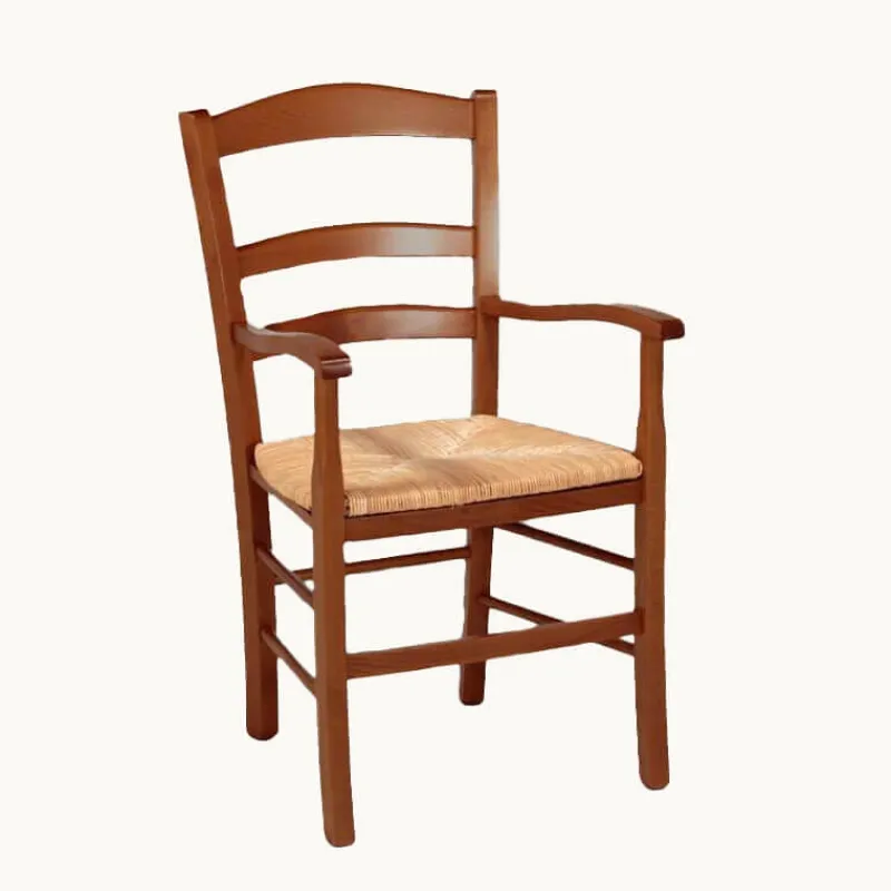Brocéliande Fauteuil en bois rustique et paille> Chaise De Cuisine|Chaise De Salle à Manger