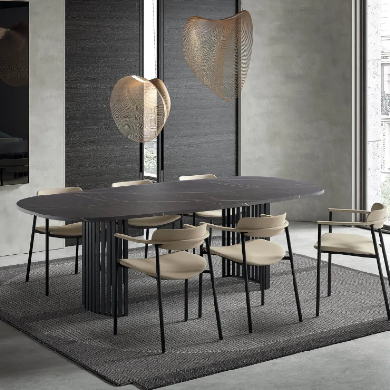 Perfecta Canvas Grande table design rectangulaire aux bords arrondis avec pieds ajourés> Table De Salle à Manger