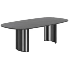 Perfecta Canvas Grande table design rectangulaire aux bords arrondis avec pieds ajourés><noscript><img width=