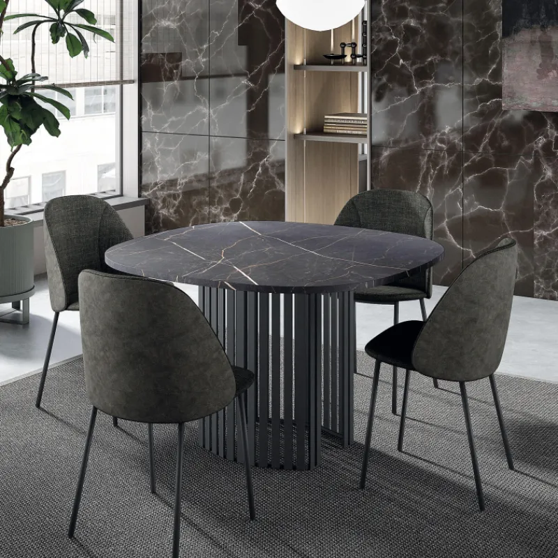 Perfecta Canvas Table design carrée avec bords arrondis et pied central ajouré> Table De Cuisine|Table De Salle à Manger