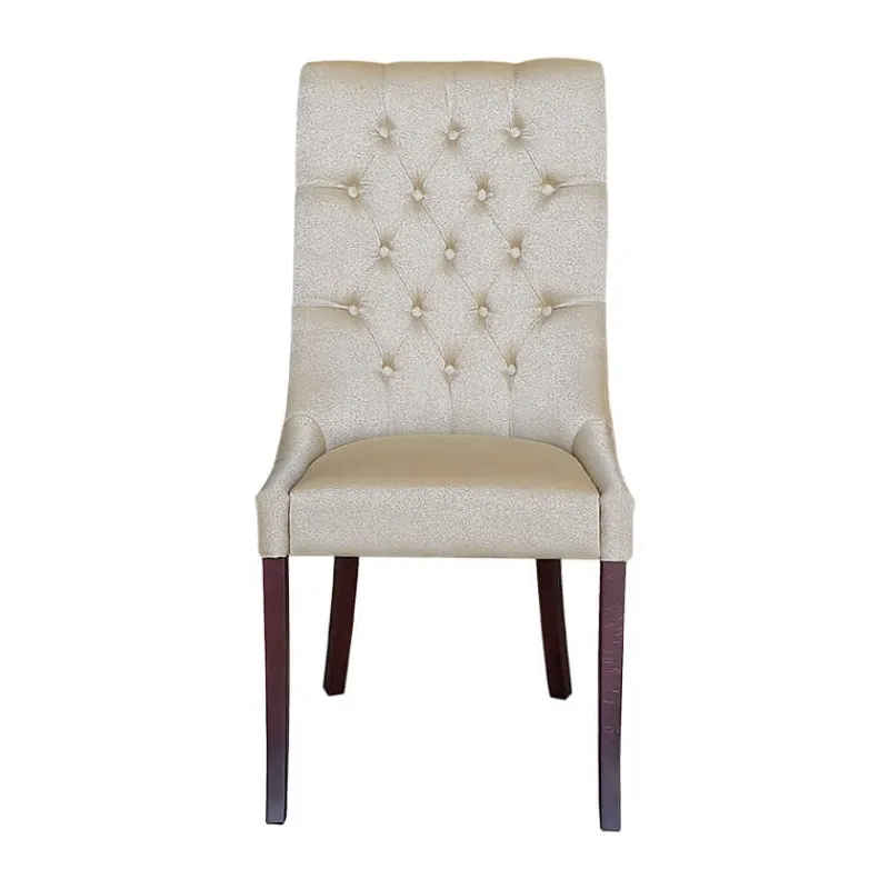 Lujosa Carol Chaise matelassée en tissu pieds bois> Chaise De Salle à Manger|Chaise Salon