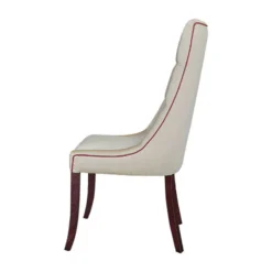 Lujosa Carol Chaise matelassée en tissu pieds bois><noscript><img width=