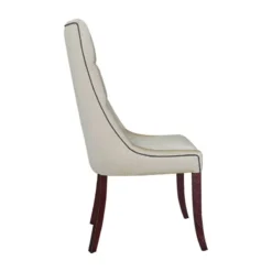 Lujosa Carol Chaise matelassée en tissu pieds bois><noscript><img width=