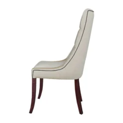 Lujosa Carol Chaise matelassée en tissu pieds bois><noscript><img width=