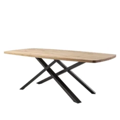 Corom export Carte Table design en bois massif plateau tonneau et pied mikado> Table De Salle à Manger