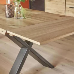 Corom export Carte Table extensible rectangulaire en chêne massif et métal pieds en X><noscript><img width=