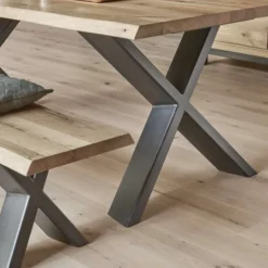Corom export Carte Table extensible rectangulaire en chêne massif et métal pieds en X><noscript><img width=