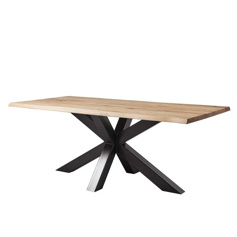 Corom export Carte Table rectangulaire industrielle en bois massif et pieds mikado> Table De Salle à Manger