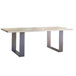 Corom export Carte Table rectangulaire industrielle extensible en chêne massif pieds traineau><noscript><img width=
