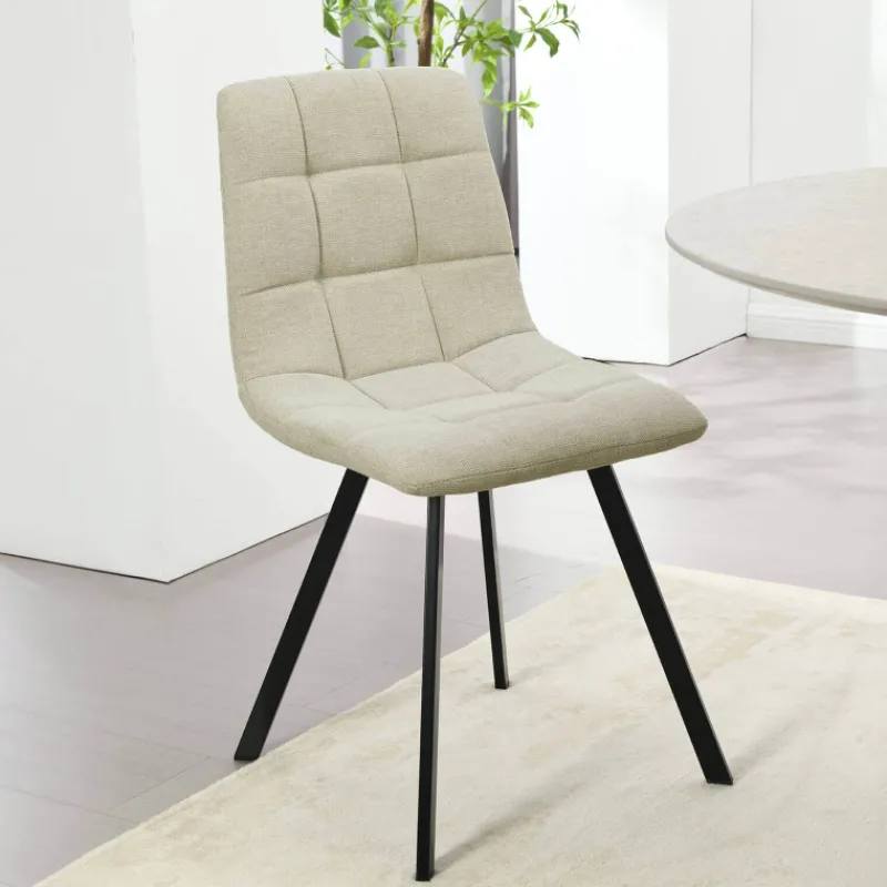 CarviChaise moderne matelassée en tissu avec pied en métal> Chaise Salon|Chaise Pour Chambre