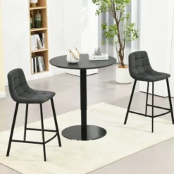 CarviTabouret matelassé hauteur snack en tissu><noscript><img width=