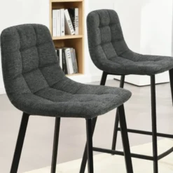 CarviTabouret matelassé hauteur snack en tissu><noscript><img width=