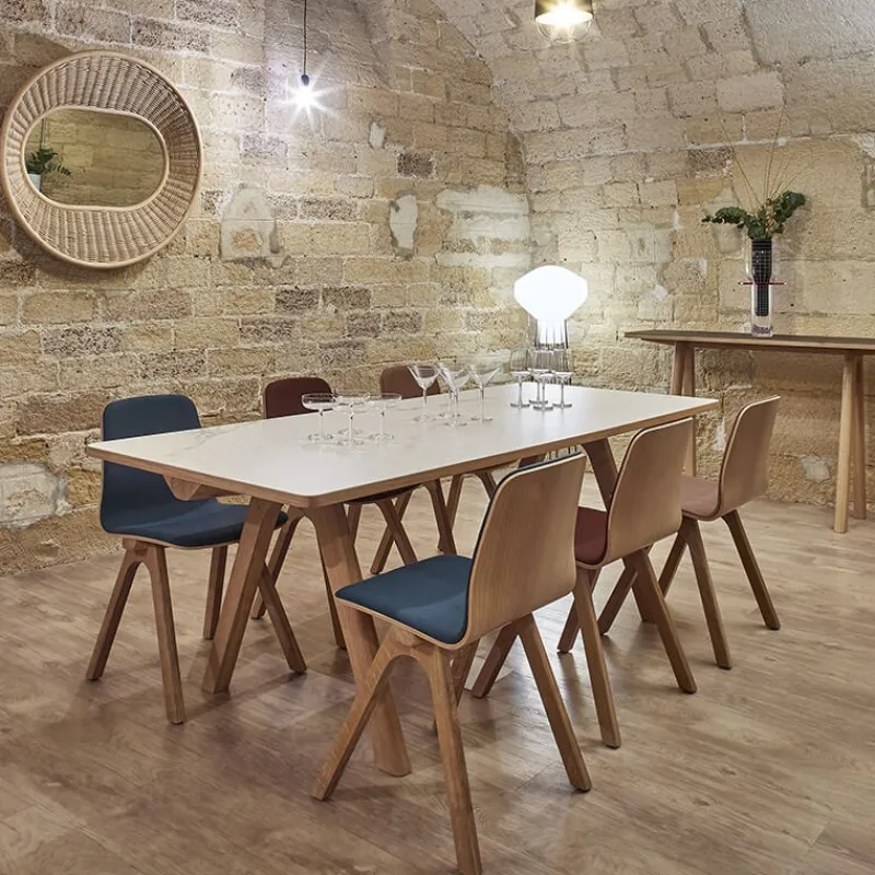 Dasras Chevron Table de designer en céramique et bois> Table De Salle à Manger