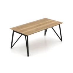 Perfecta Claire Table design extensible en mélaminé imitation chêne naturel avec pieds en métal noir> Table De Salle à Manger