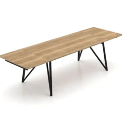 Perfecta Claire Table design extensible en mélaminé imitation chêne naturel avec pieds en métal noir><noscript><img width=