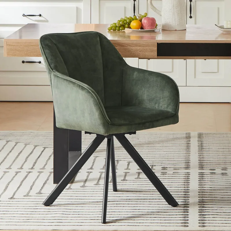 ClaudieFauteuil cosy pivotant en tissu avec pieds en métal> Chaise De Salle à Manger|Chaise De Bureau