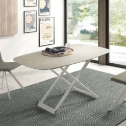 Ramiro Tarazona Clip Table basse relevable électrique forme tonneau en céramique> Table De Salon|Table Pour Petit Espace