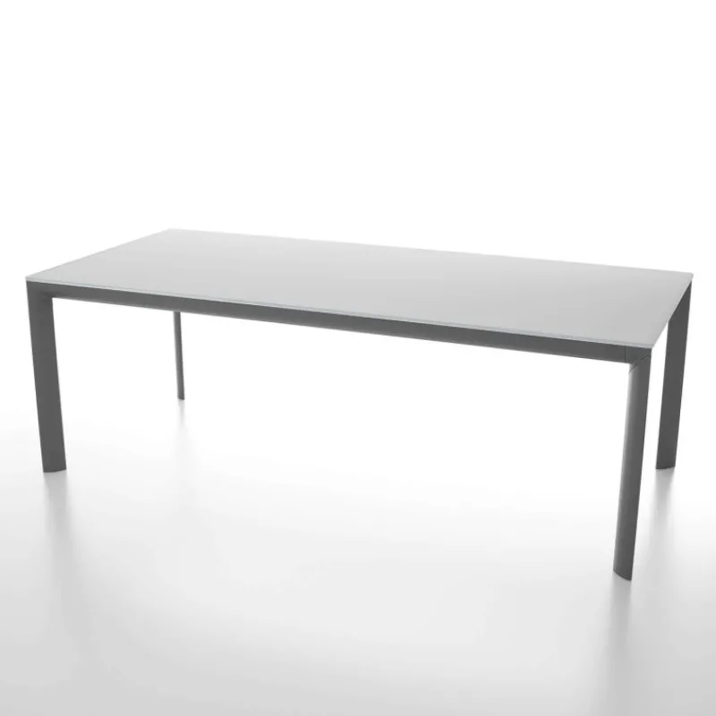 Dexo Cocoon Table rectangulaire plateau en verre trempé et pieds en métal fabriquée en Italie> Table De Salle à Manger