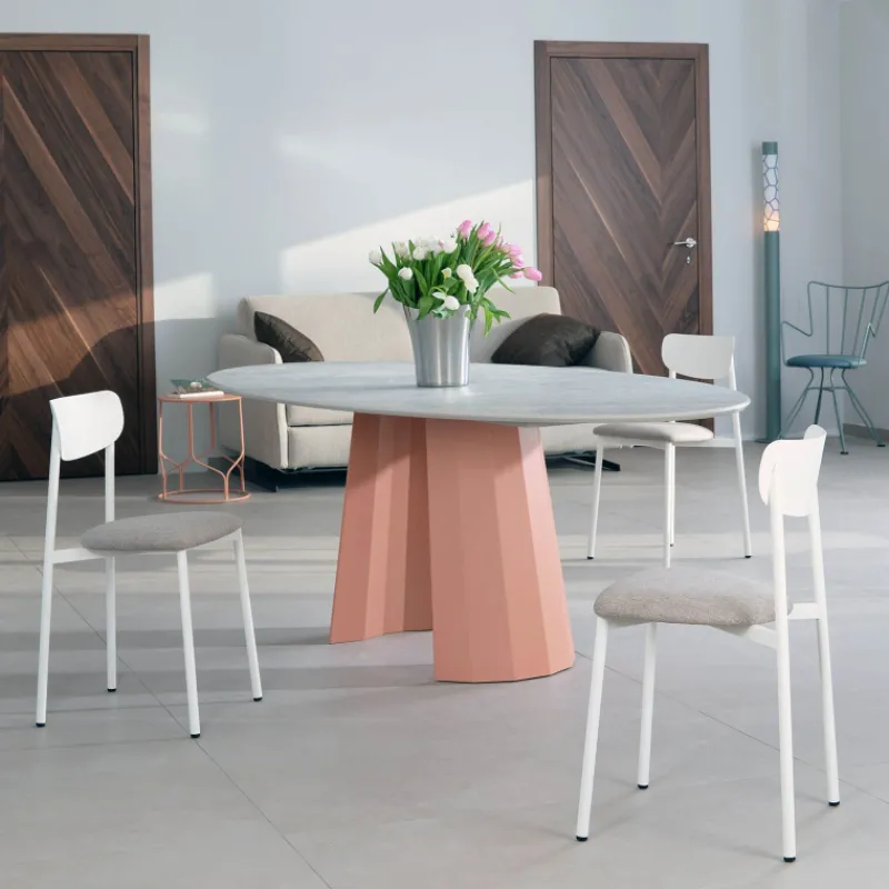 Carrier Colette ® Chaise française en métal avec assise en tissu rembourrée> Chaise De Salle à Manger