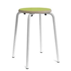 Perfecta Collège Tabouret bas vintage en métal et bois><noscript><img width=