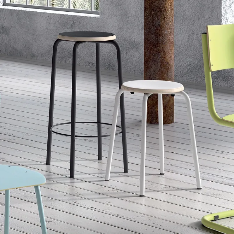 Perfecta Collège Tabouret snack vintage sans dossier bois et métal> Tabouret Snack (assise +/- 65 Cm)|Tabouret De Bar (assise +/- 80 Cm)