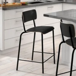 Perfecta Collège Tabouret snack vintage avec dossier en bois et métal> Tabouret Snack (assise +/- 65 Cm)|Tabouret De Bar (assise +/- 80 Cm)