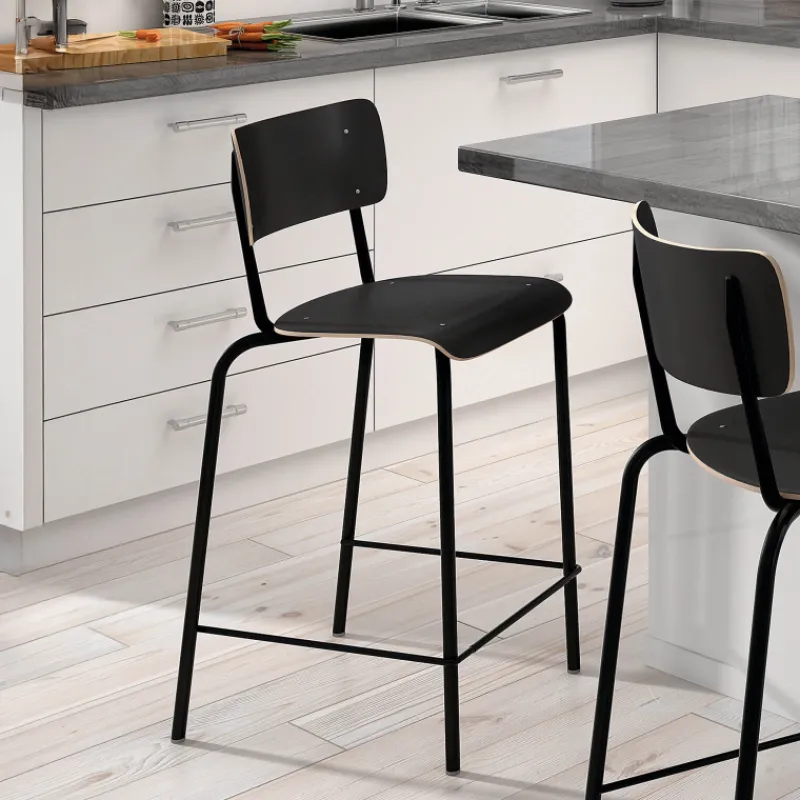 Perfecta Collège Tabouret snack vintage avec dossier en bois et métal> Tabouret Snack (assise +/- 65 Cm)|Tabouret De Bar (assise +/- 80 Cm)
