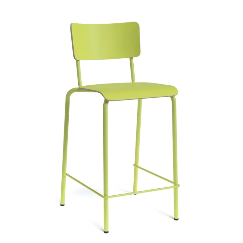 Perfecta Collège Tabouret snack vintage avec dossier en bois et métal> Tabouret Snack (assise +/- 65 Cm)|Tabouret De Bar (assise +/- 80 Cm)