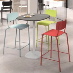 Perfecta Collège Tabouret snack vintage avec dossier en bois et métal><noscript><img width=