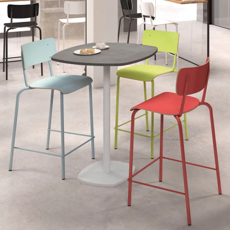 Perfecta Collège Tabouret snack vintage avec dossier en bois et métal> Tabouret Snack (assise +/- 65 Cm)|Tabouret De Bar (assise +/- 80 Cm)