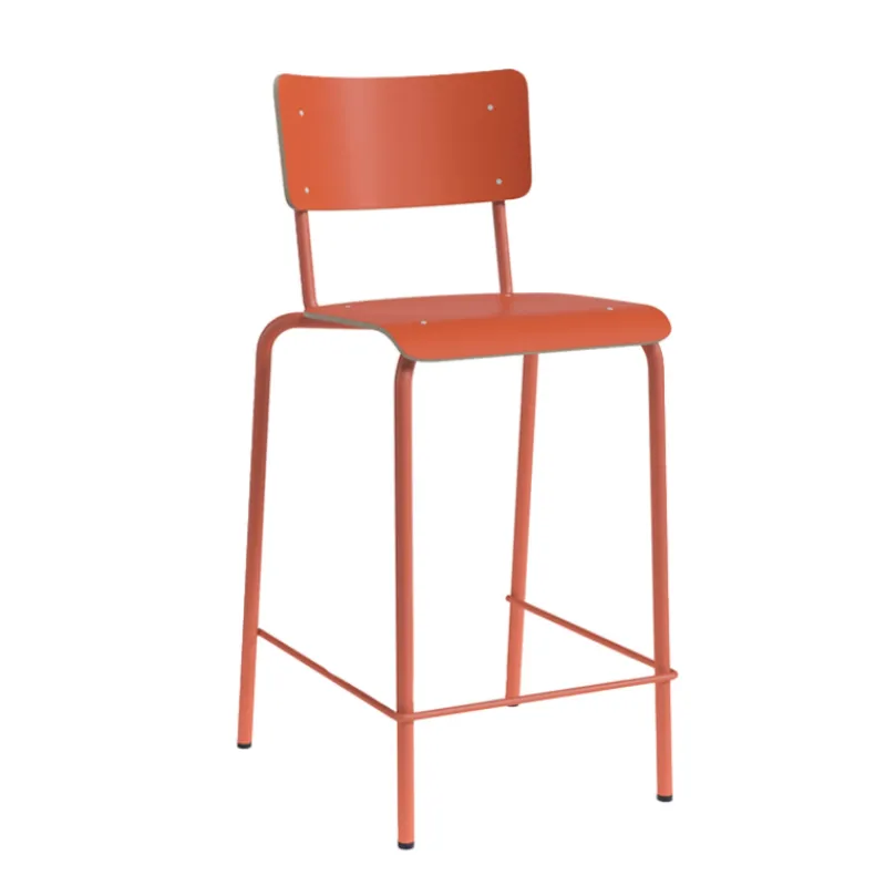 Perfecta Collège Tabouret snack vintage avec dossier en bois et métal> Tabouret Snack (assise +/- 65 Cm)|Tabouret De Bar (assise +/- 80 Cm)