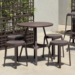 Combo Table de jardin ronde recyclée> Table De Jardin