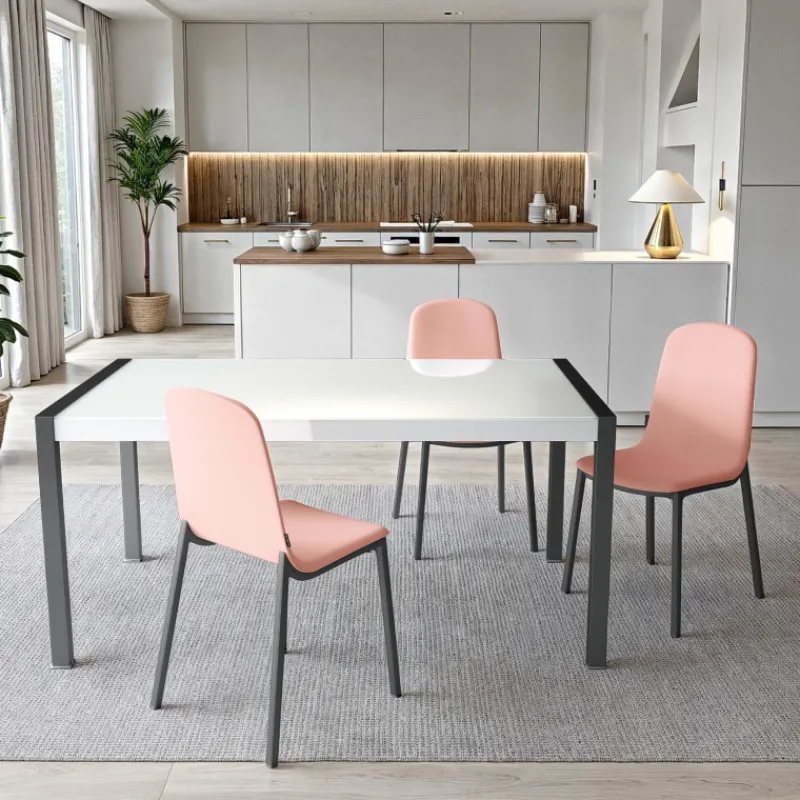 Cancio Concept métal Table en verre extensible> Table De Cuisine