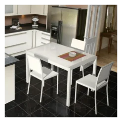 Cancio Concept métal Table en verre extensible> Table De Cuisine