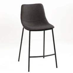CoqueTabouret snack coque en tissu gris et pieds en métal noir> Tabouret Snack (assise +/- 65 Cm)|Tabouret De Bar (assise +/- 80 Cm)