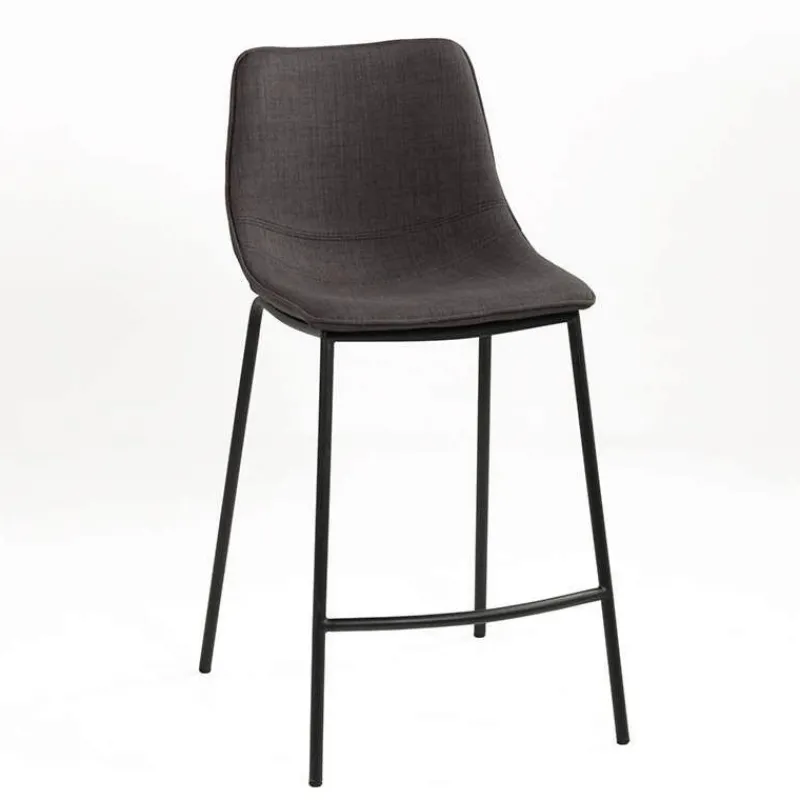 CoqueTabouret snack coque en tissu gris et pieds en métal noir> Tabouret Snack (assise +/- 65 Cm)|Tabouret De Bar (assise +/- 80 Cm)