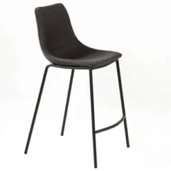 CoqueTabouret snack coque en tissu gris et pieds en métal noir> Tabouret Snack (assise +/- 65 Cm)|Tabouret De Bar (assise +/- 80 Cm)